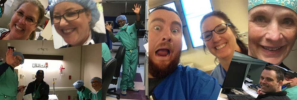 Collage of CRNAs at different facilities having fun