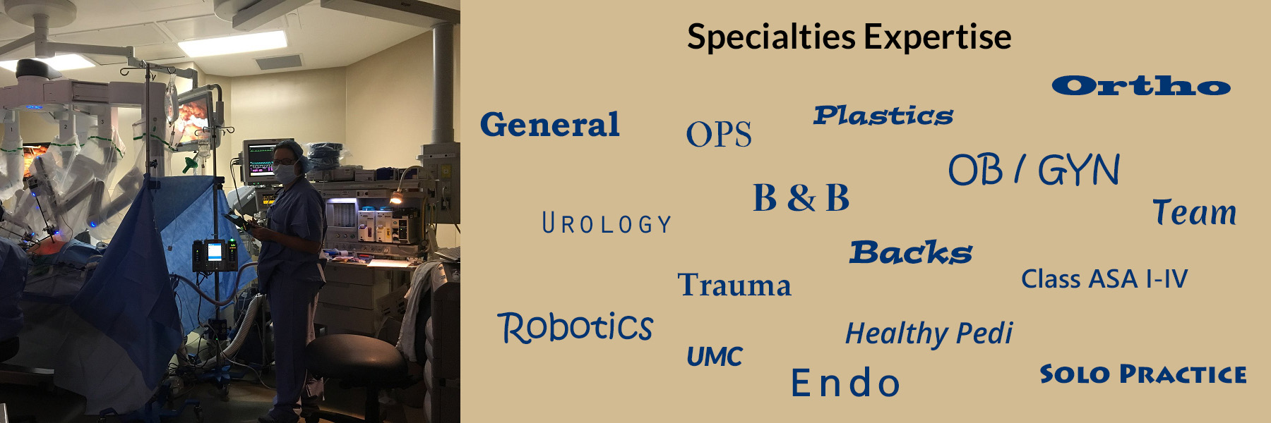 Picture of April in the anesthesia room and cases she handles